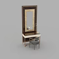 Elegant Modern Dressing Table With Gold Framed Mirror Marble Top And Vanity Chair