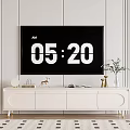Modern White TV Stand With Decorative Deer Figurine Vase And Wall Mounted TV