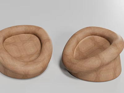 Modern Brown Round Single Sofa with Minimalist Design Soft Upholstery Two Pieces 3d model