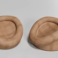 Modern Brown Round Single Sofa with Minimalist Design Soft Upholstery Two Pieces