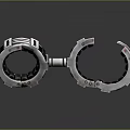 Silver Mechanical Ring Device With Interlocking Structure And Metallic Components 3d model
