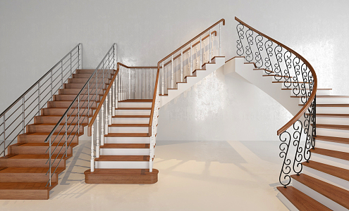 Modern Stair Solid Wood Stair Combination 3d model