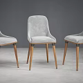 Modern Wooden Dining Table and Grey Chairs Set with Decorative Mat and Nuts