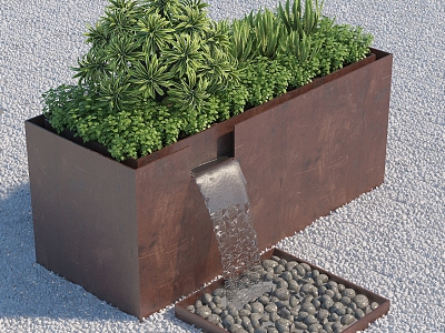 Modern Flower Box Sink Flower Pond Small Landscape Running Water Pebble model