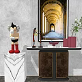 Light Luxury End View Table Entrance Cabinet 3d model