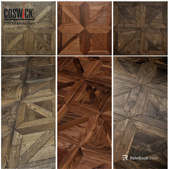 Varied Wooden Floor Parquet Patterns With Geometric Designs And Natural Wood Tones 3d model 