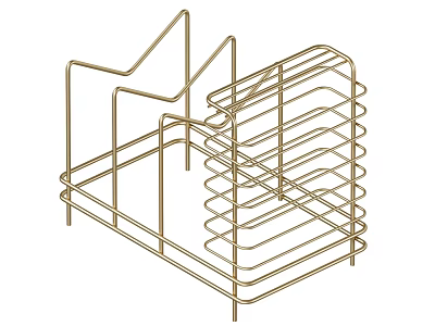 Gold Multi Tiered Metal Wire Rack with Sleek Design for Home Storage Organizer 3d model