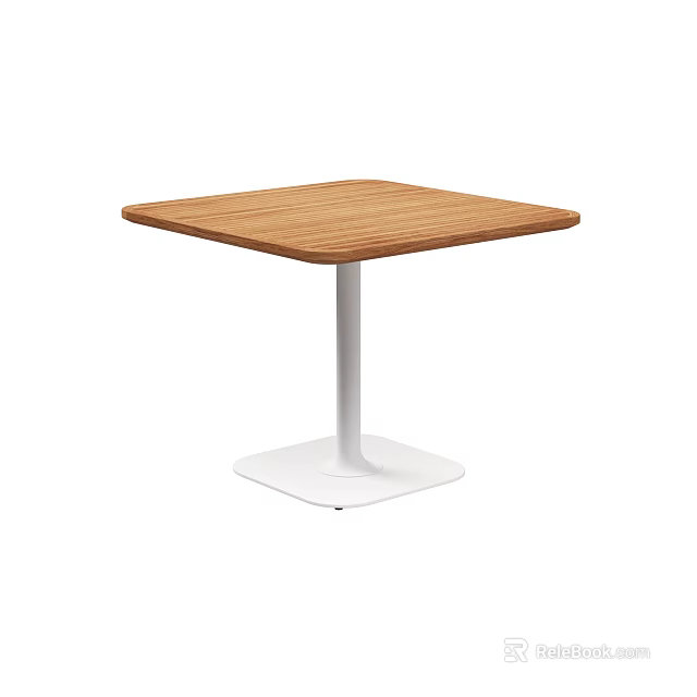 Modern Square Coffee Table With Wooden Top And White Base Design 3d model