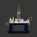 Offshore Oil Drilling Platform With Drilling Rig Crane And Support Structures 3d model