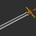 Detailed 3D Model Sword With Golden Hilt Red Handle And Silver Blade