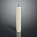 White Tall Cylindrical Candle With Red Wick On Gray Background Surface