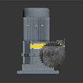 Gray Industrial Gear Motor with Yellow Component and Metal Base Structure