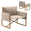 Modern Beige Accent Chair with Fabric Upholstery and Wooden Frame for Living Room