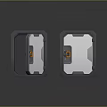 Two Industrial Metallic Doors With Gray Frames And Orange Latches On Reflective Surface