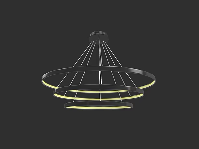 Modern Black Frame Chandelier With Multi Layer Circular Rings And LED Lights 3d model