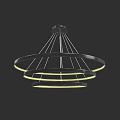Modern Black Frame Chandelier With Multi Layer Circular Rings And LED Lights