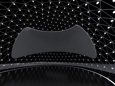 Abstract Geometric Grid Structure With Black Curved Surface And Dots Design 3d model
