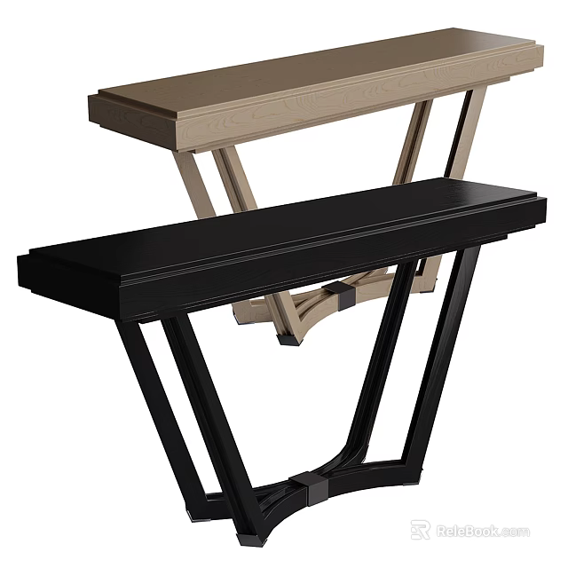 Modern Console Tables With Black And Beige Tops And Geometric Leg Designs 3d model 