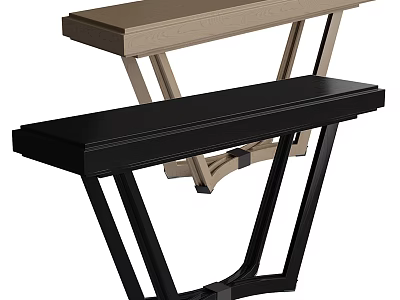 Modern Console Tables With Black And Beige Tops And Geometric Leg Designs 3d model