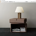 Modern Wooden Bedside Table With Drawer Open Shelf Table Lamp And Books