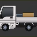 White Compact Delivery Truck With Cargo Packages In Truck Bed