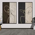 Abstract Line Art Female Figure Wall Decor In Modern Interior With Decorative Elements 3d model