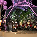 Purple Glass Geometric Decorative Display With Cartoon Tiger And Balloon Ornaments