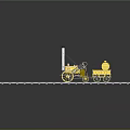 Yellow Steam Train Model With Large Wheels Chimney And Tanker Car On Railway Tracks