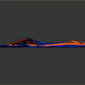 Blue And Orange Striped Foldable Portable Outdoor Living Mat For Camping And Picnic