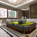 Modern Property Sales Office Interior Design With Elegant Reception Desk Luxury Sofa Area And Chandelier