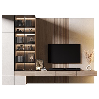 Background Wall Wooden Background Wall TV Wooden Decorative Cabinet TV Cabinet 3d model