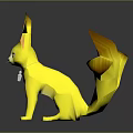 Yellow Animal with Long Ears Yellow and Orange Tail Pendant on Dark Background with Reflection
