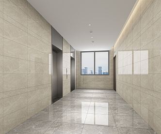 Modern elevator hall Hu Gong aisle 3d model