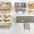 Modern Dining Table and Chair Sets With Marble Wooden Tops and Meal Setting