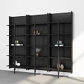 Modern Black Open Multi tier Shelving Unit With Decorative Items And Books 3d model