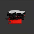 Aerospace Drone With Red Base Silver Cover And Multiple Propellers For Cosmic Missions