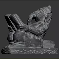 Traditional Stone Sculpture Carving Of Seated Figure Holding Open Book With Intricate Details