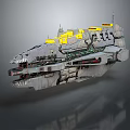 Futuristic Sci Fi Massive Spaceship Exterior Design With Yellow Accents And Mechanical Details