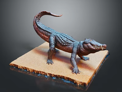 Realistic Crocodile Model Standing on Sandy Base with Detailed Texture 3d model