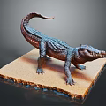 Realistic Crocodile Model Standing on Sandy Base with Detailed Texture