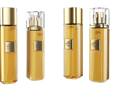 L'OREAL Gold Skincare Serum Bottles Set of Four With Transparent Design And Sprayer 3d model