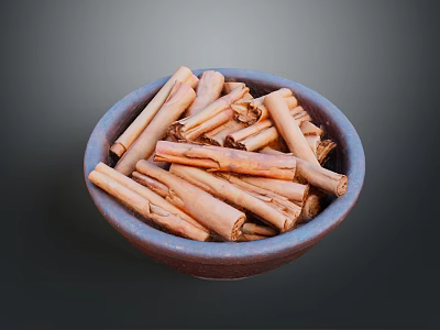 Ceramic Bowl Filled With Aromatic Cinnamon Sticks For Kitchen Essentials 3d model