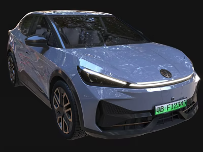 Volkswagen Light Blue Electric SUV Featuring Sleek Body Design And LED Headlights 3d model