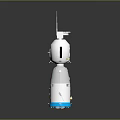 Satellite Spacecraft Equipment With Blue Solar Panels Red Logo And White Main Body Structure