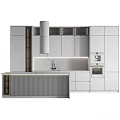 Modern Kitchen Cabinets Design With Light Gray Finish Marble Counter And Island Appliances