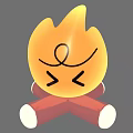 Cute Yellow Flame Shaped Decorative Ornament With Red Base And Expressive Face
