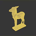 Vintage Metallic Deer Sculpture Standing On Square Base With Elegant Smooth Finish