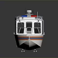 White Police Patrol Boat With Blue Red Emergency Lights And Canopy Cover