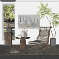 Modern Leisure Chair Leisure Table and Chair Potted Plant Vase Ornaments Jewelry Ornaments 3d model