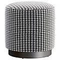 Round Velvet Upholstered Ottoman Blue And Multi Color Options With Metal Base